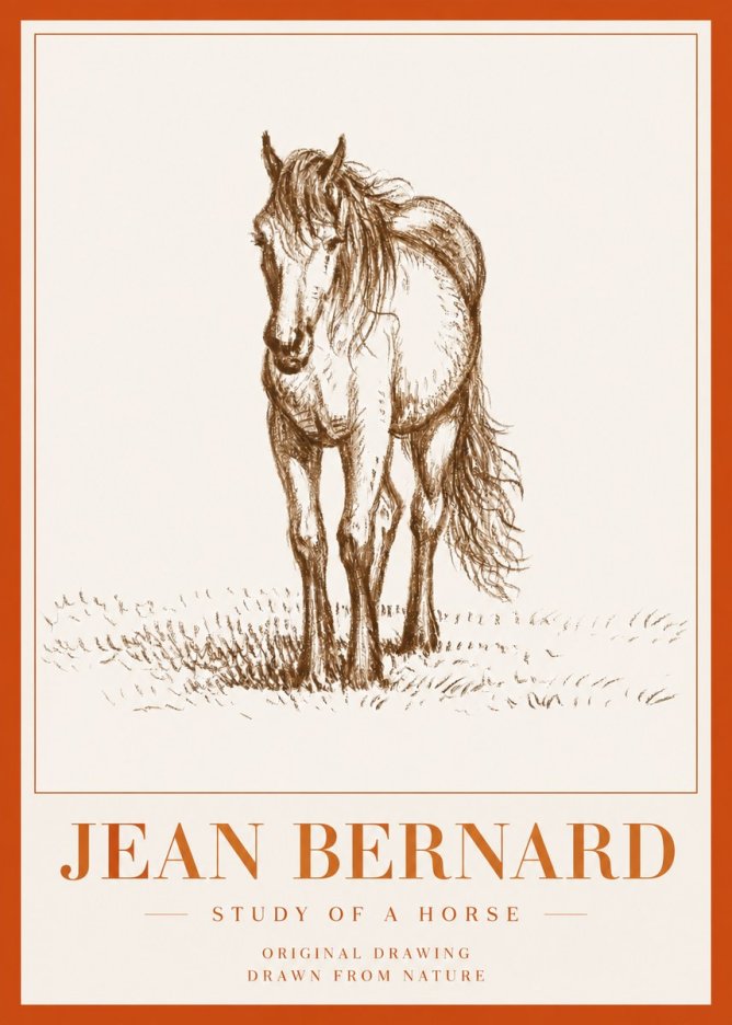 Jean Bernard Study of a Horse XV No5 - Poszter