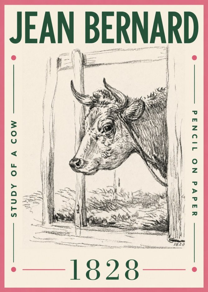 Jean Bernard Study of a Cow XVIII No4 - Poszter