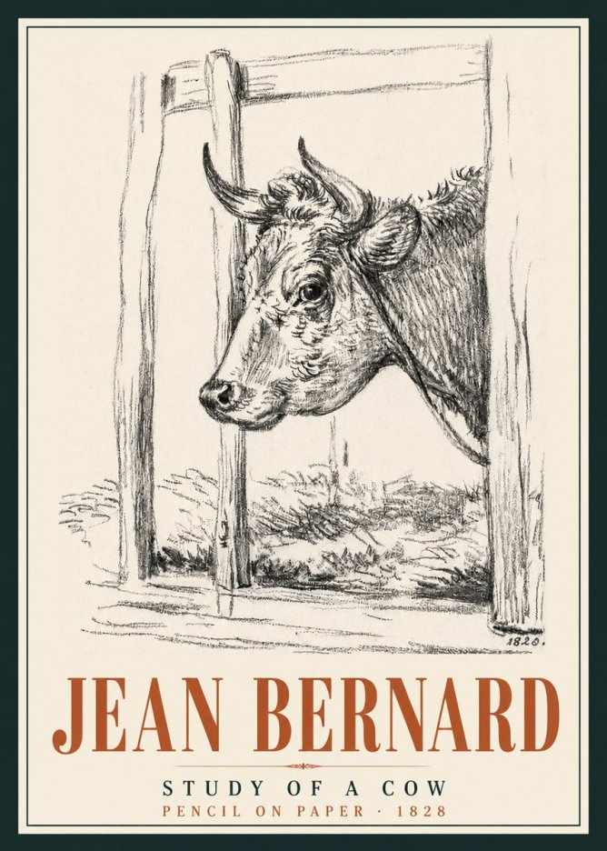 Jean Bernard Study of a Cow XVIII No5 - Poszter
