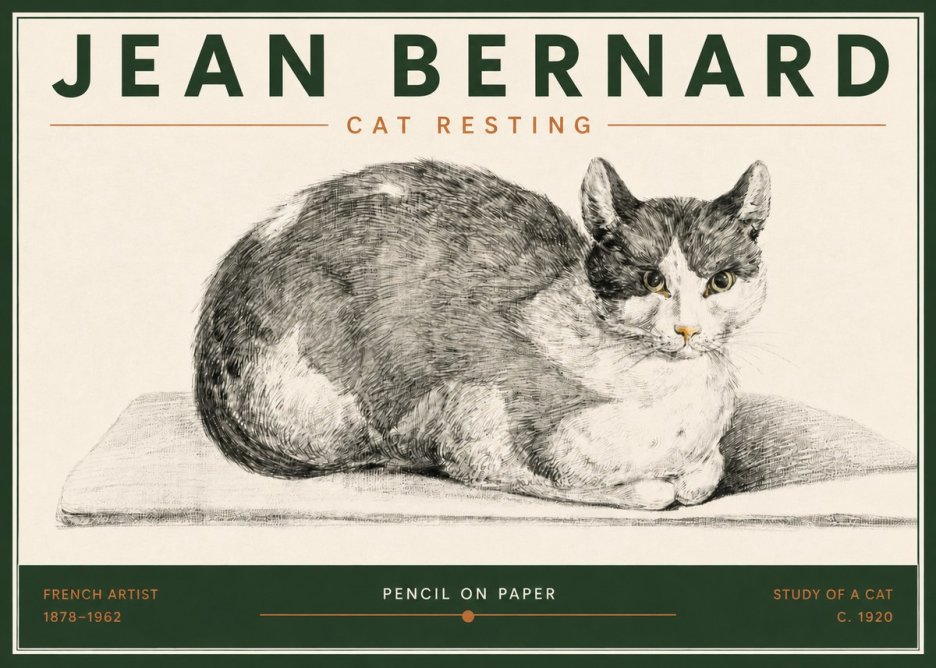Jean Bernard Cat Study XI No6 - Poszter