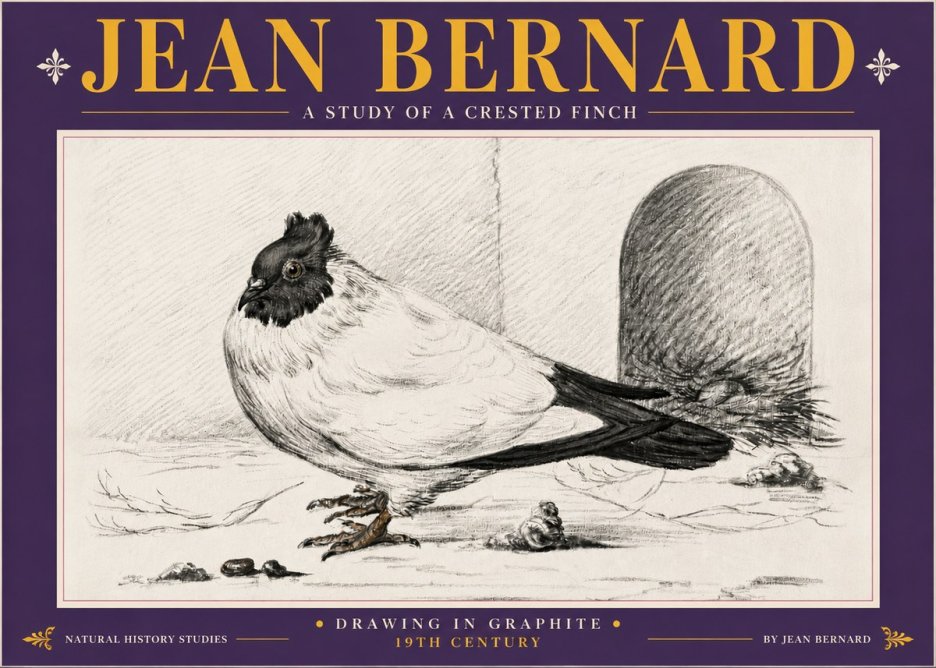 Jean Bernard A Study of a Crested Finch No5 - Poszter