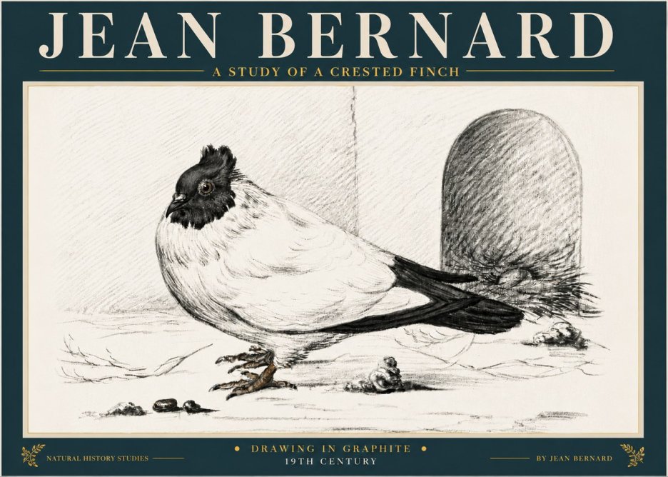 Jean Bernard A Study of a Crested Finch No6 - Poszter