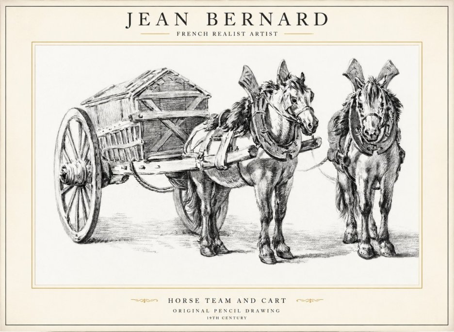 Jean Bernard Horse Team and Cart No1 - Poszter
