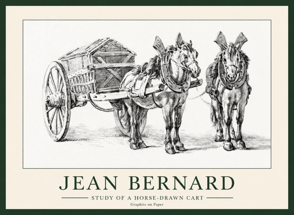 Jean Bernard Horse Team and Cart No2 - Poszter