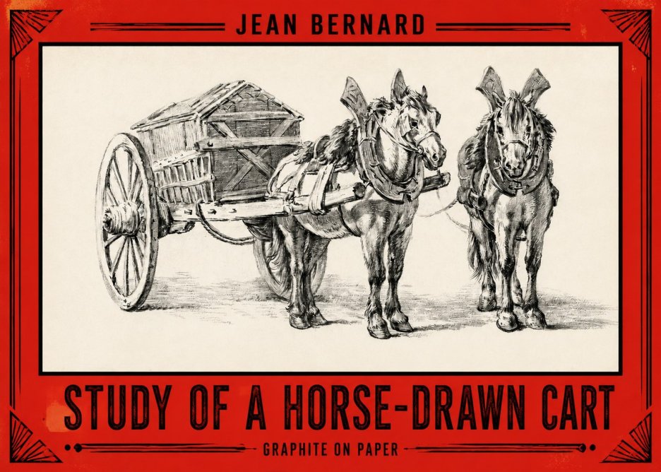 Jean Bernard Horse Team and Cart No3 - Poszter