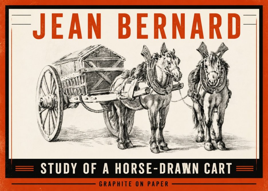Jean Bernard Horse Team and Cart No5 - Poszter
