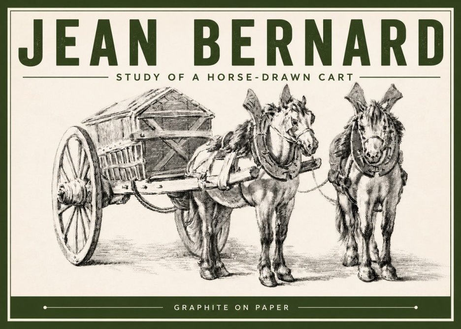 Jean Bernard Horse Team and Cart No6 - Poszter