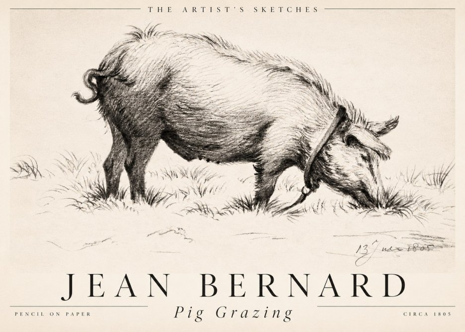 Jean Bernard Pig Grazing No2 - Poszter