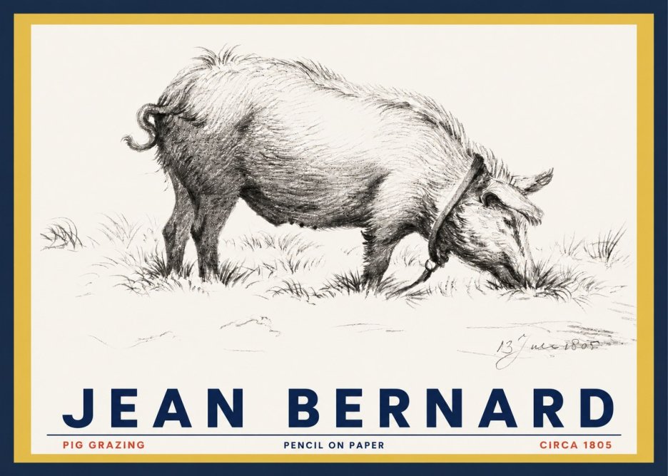 Jean Bernard Pig Grazing No3 - Poszter