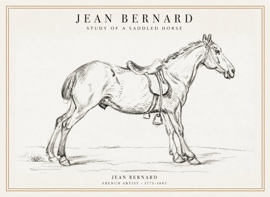 Jean Bernard Study of a Saddled Horse No1 - Poszter