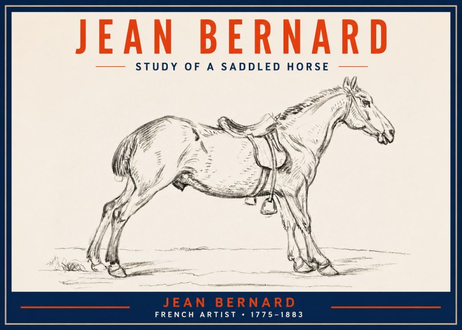 Jean Bernard Study of a Saddled Horse No2 - Poszter
