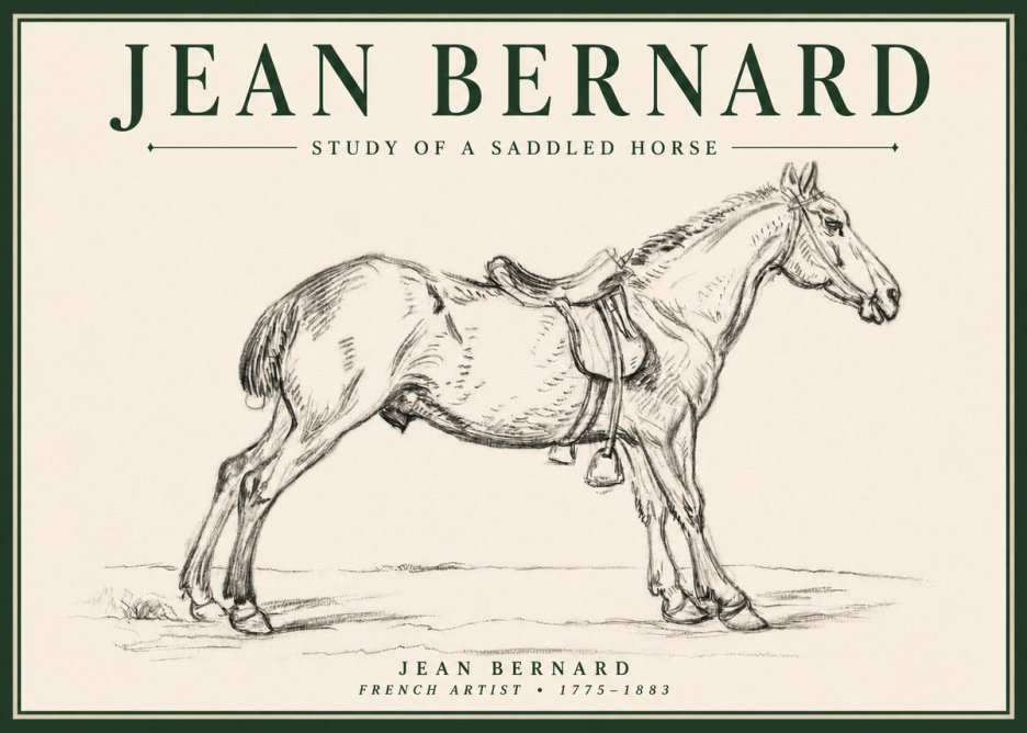 Jean Bernard Study of a Saddled Horse No4 - Poszter