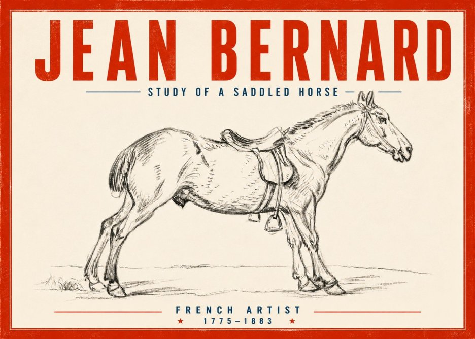 Jean Bernard Study of a Saddled Horse No5 - Poszter