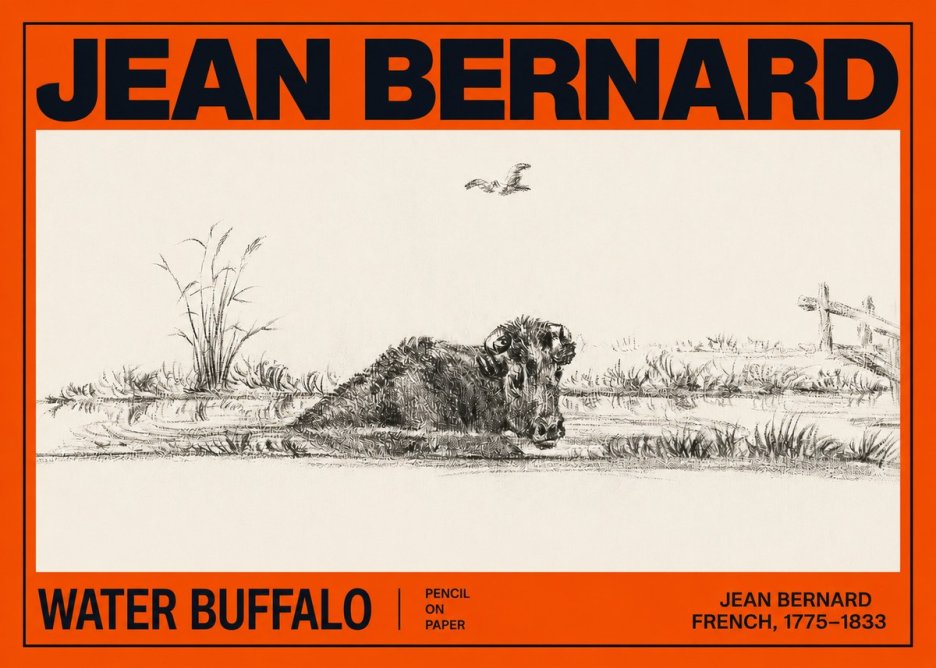 Jean Bernard Study of a Water Buffalo No3 - Poszter