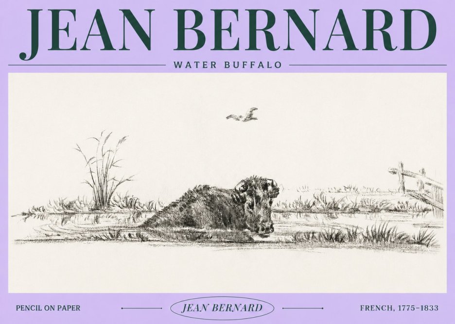 Jean Bernard Study of a Water Buffalo No4 - Poszter