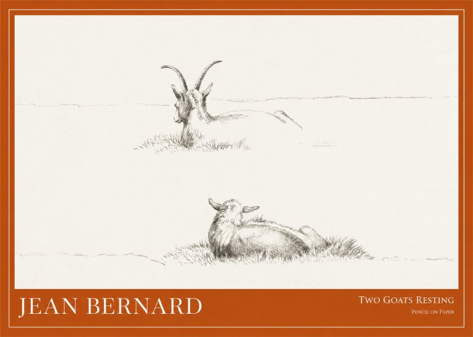 Jean Bernard Two Goats Resting No1 - Poszter