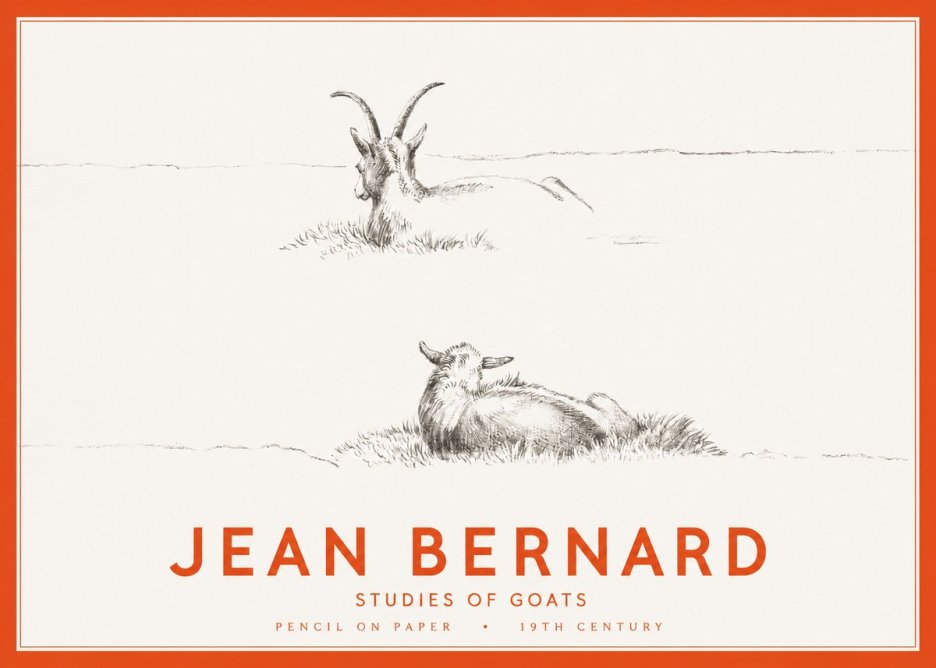 Jean Bernard Two Goats Resting No3 - Poszter