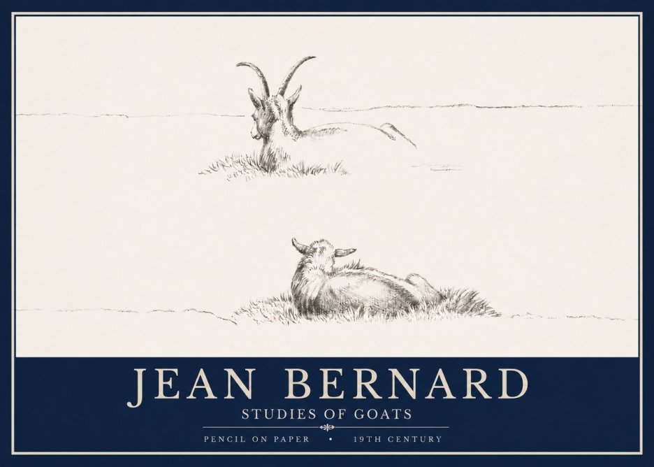 Jean Bernard Two Goats Resting No4 - Poszter