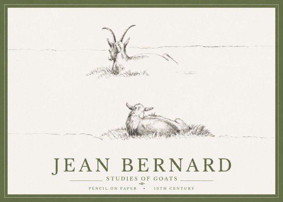 Jean Bernard Two Goats Resting No5 - Poszter