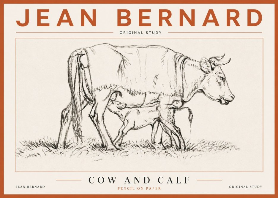Jean Bernard Cow and Calf II No5 - Poszter
