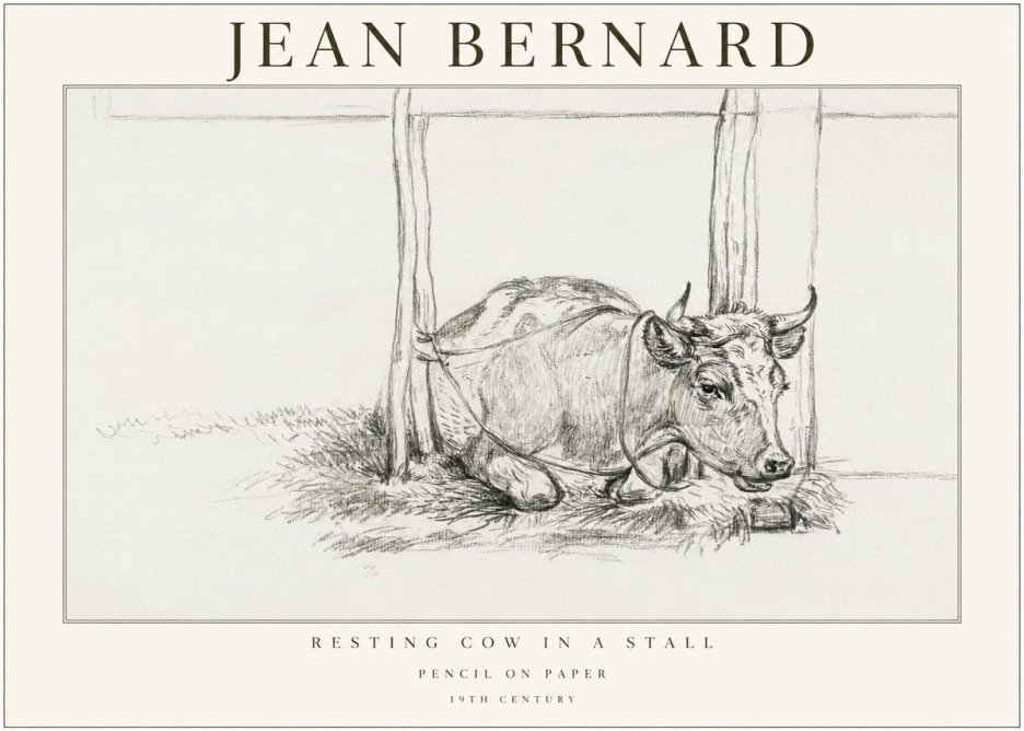 Jean Bernard Resting Cow in a Stall No1 - Poszter