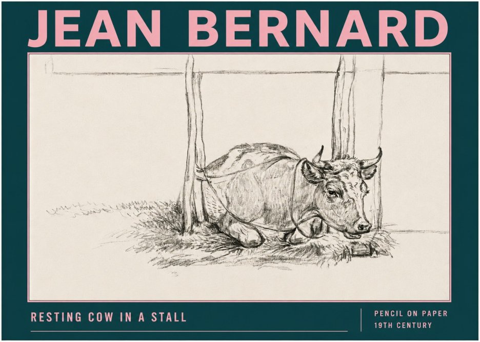 Jean Bernard Resting Cow in a Stall No3 - Poszter
