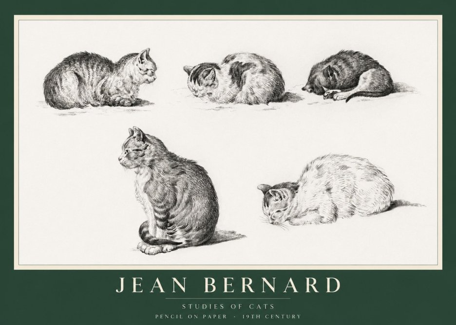 Jean Bernard Studies of Cats No1 - Poszter