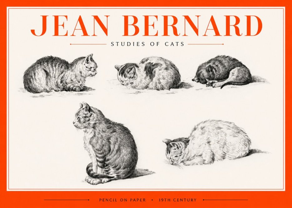 Jean Bernard Studies of Cats No2 - Poszter