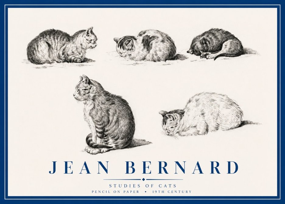 Jean Bernard Studies of Cats No3 - Poszter
