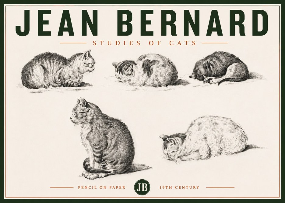 Jean Bernard Studies of Cats No4 - Poszter