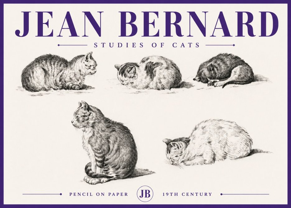 Jean Bernard Studies of Cats No5 - Poszter