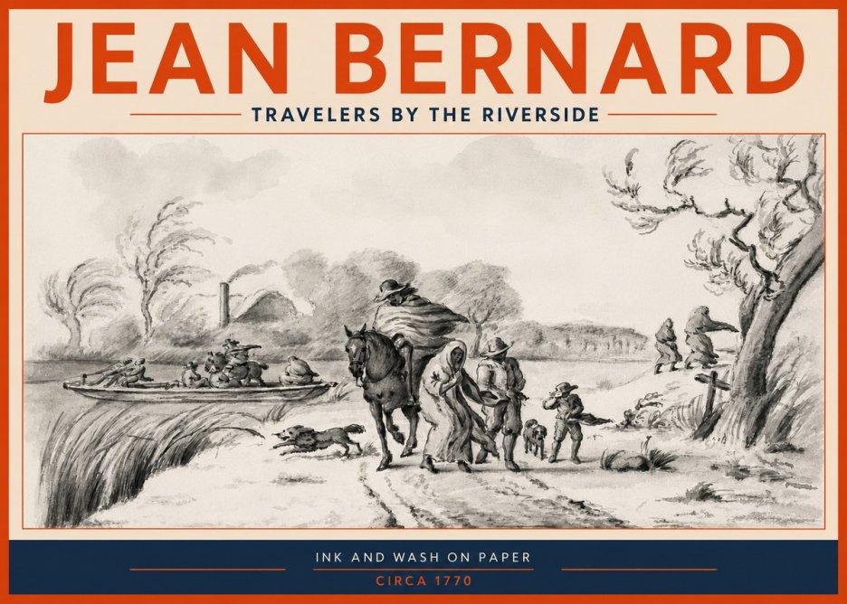 Jean Bernard Travelers by the Riverside No3 - Poszter