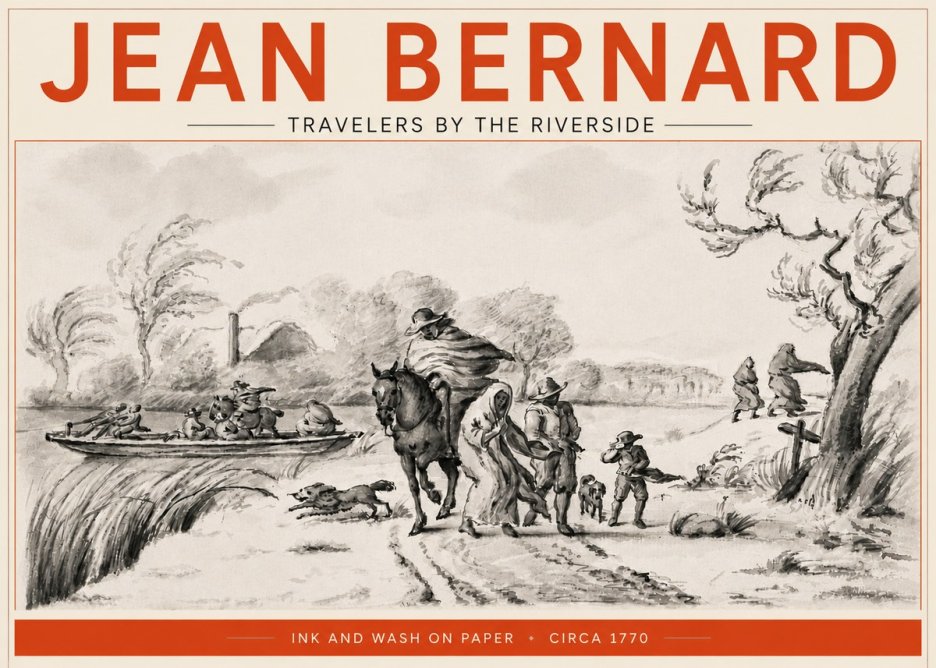 Jean Bernard Travelers by the Riverside No5 - Poszter