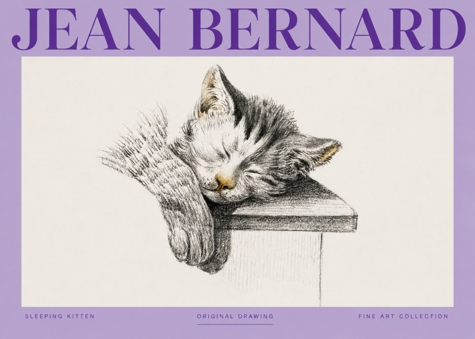 Jean Bernard Sleeping Kitten No3 - Poszter
