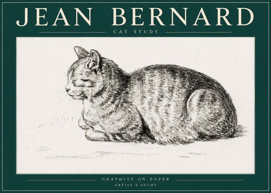 Jean Bernard Cat Study XII No3 - Poszter