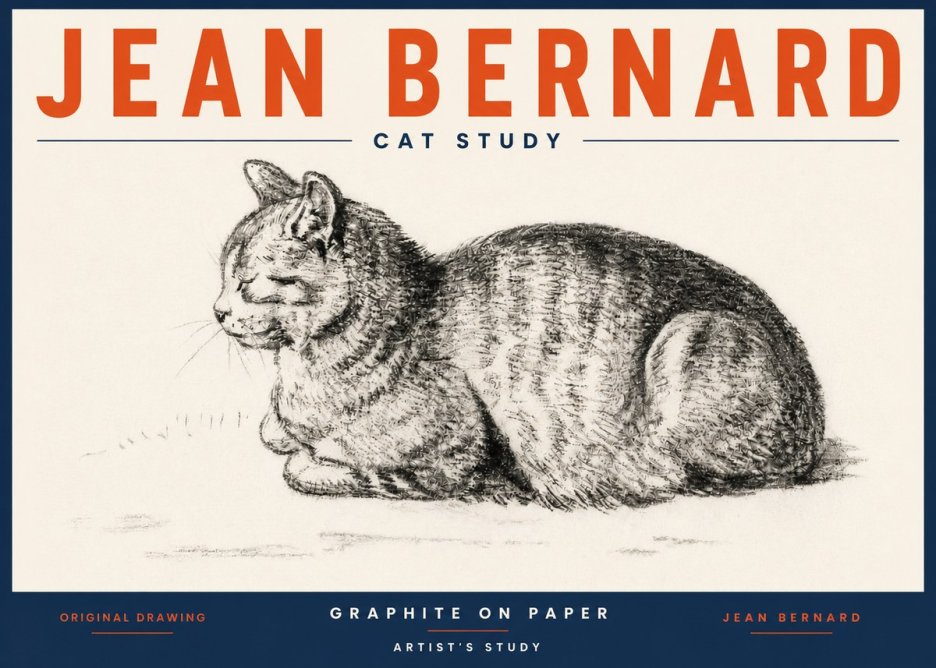 Jean Bernard Cat Study XII No5 - Poszter