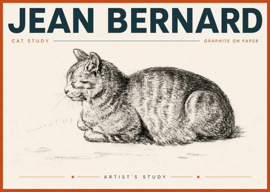 Jean Bernard Cat Study XII No6 - Poszter