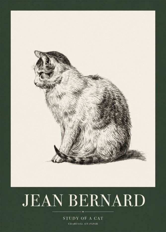 Jean Bernard Study of a Cat IV No1 - Poszter