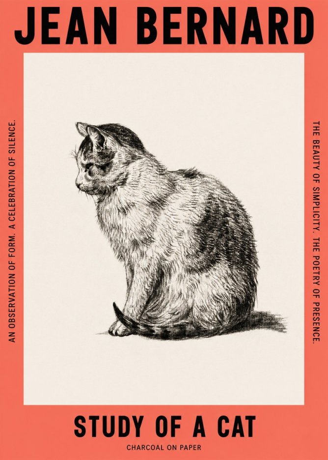 Jean Bernard Study of a Cat IV No2 - Poszter