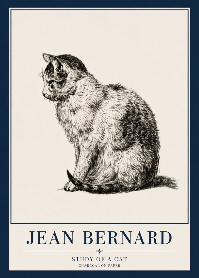 Jean Bernard Study of a Cat IV No3 - Poszter