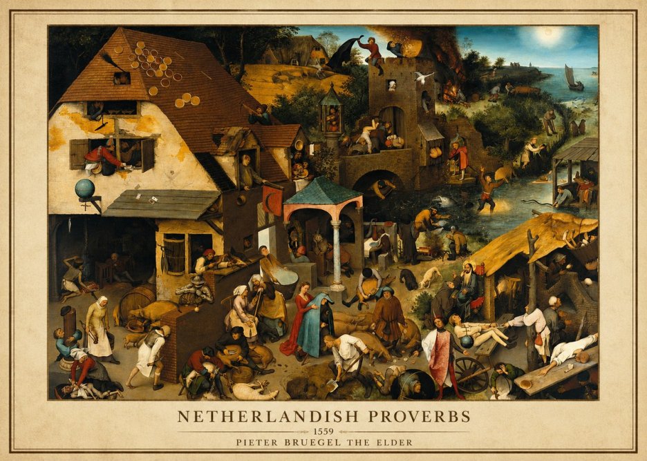 Pieter Bruegel The Netherlandish Proverbs I No3 - Poszter