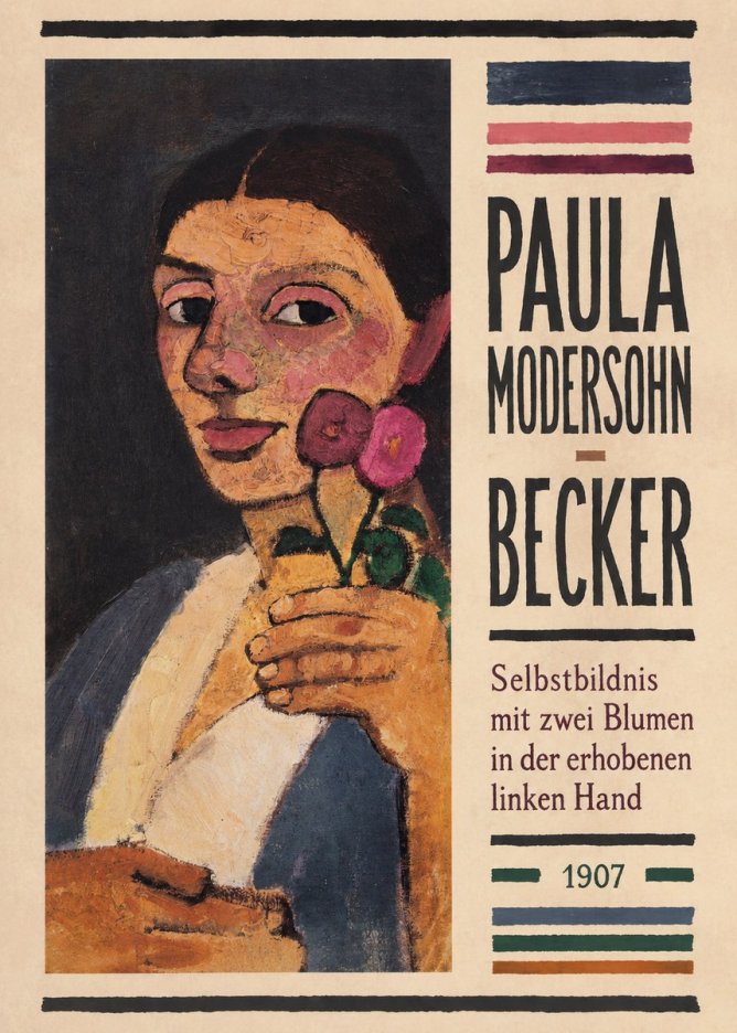 Paula Modersohn-Becker Selbstbildnis Mit Zwei Blumen in Der Erhobenen Linken Hand No4 - Poszter