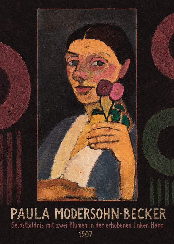 Paula Modersohn-Becker Selbstbildnis Mit Zwei Blumen in Der Erhobenen Linken Hand No5 - Poszter