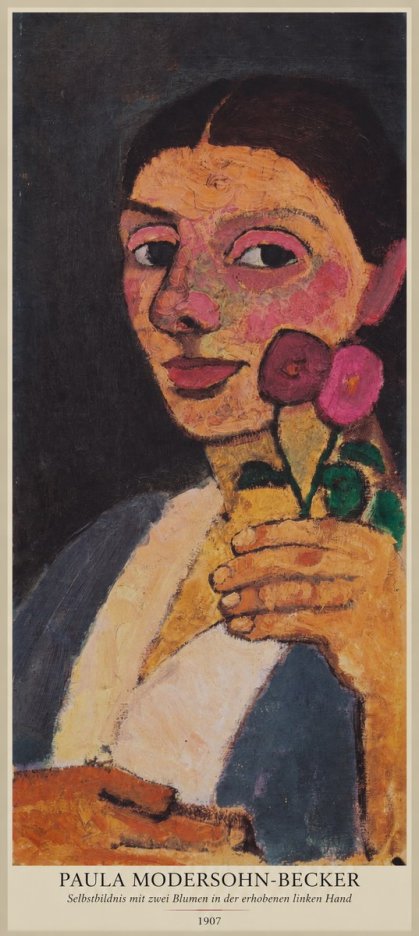 Paula Modersohn-Becker Selbstbildnis Mit Zwei Blumen in Der Erhobenen Linken Hand No6 - Poszter