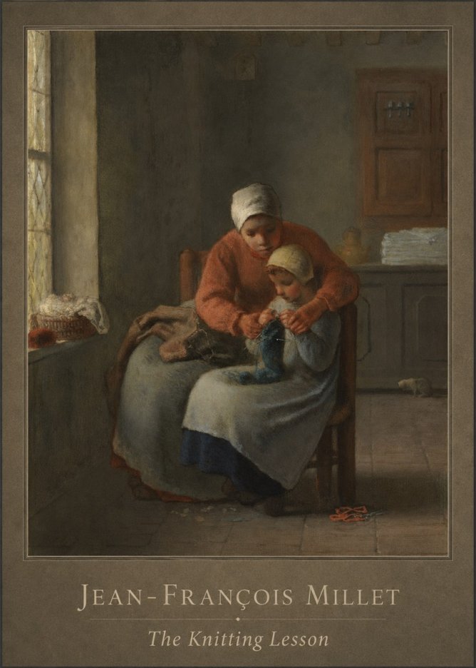 Jean-François Millet The Knitting Lesson II No1 - Poszter