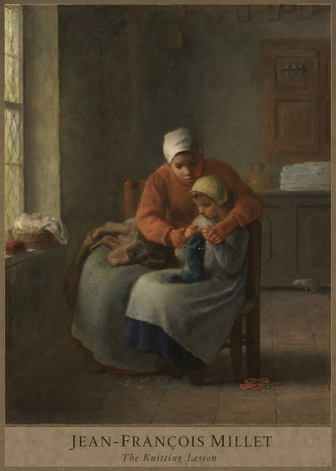 Jean-François Millet The Knitting Lesson II No4 - Poszter