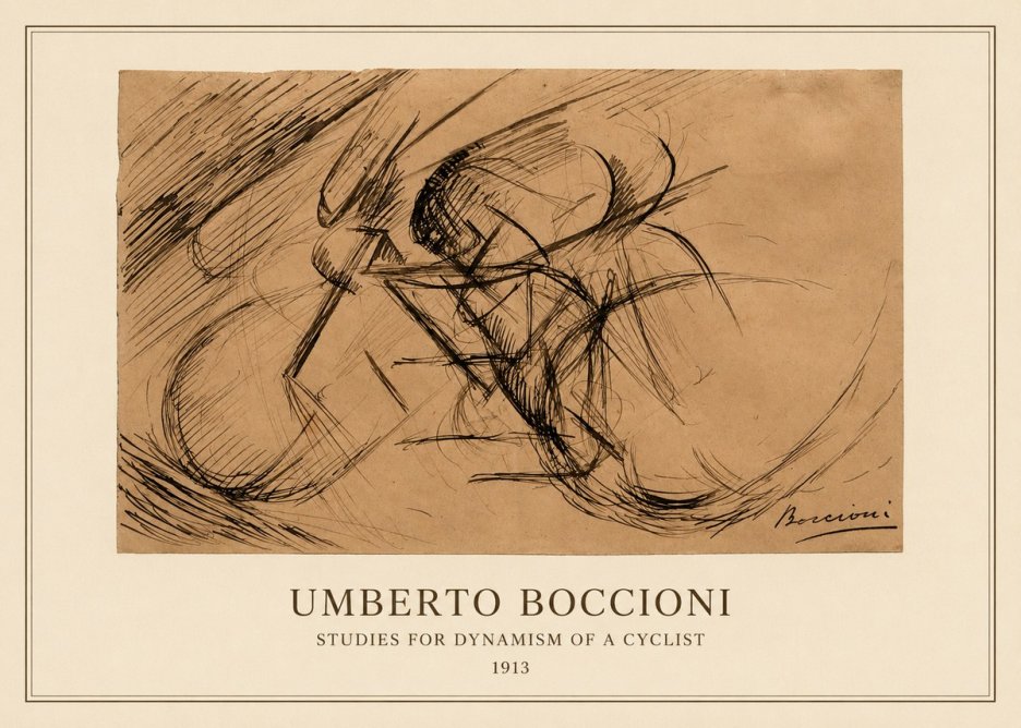 Umberto Boccioni Studies for Dynamism of a Cyclist No4 - Poszter