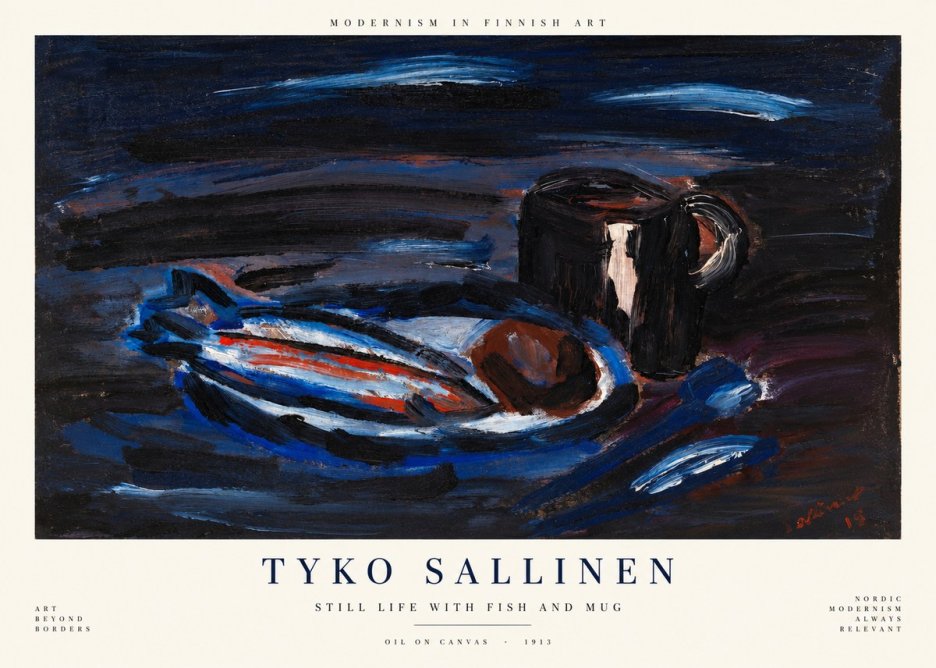 Tyko Sallinen Still Life with Fish and Mug No1 - Poszter