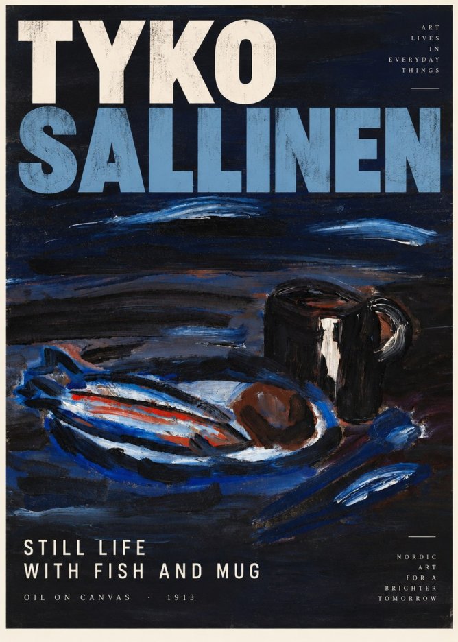 Tyko Sallinen Still Life with Fish and Mug No2 - Poszter