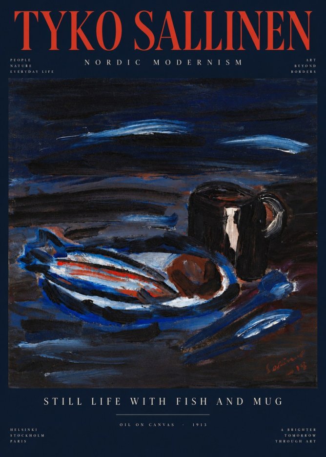 Tyko Sallinen Still Life with Fish and Mug No4 - Poszter